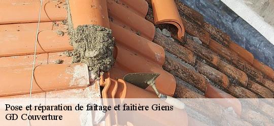 Pose et réparation de faîtage et faîtière  83400